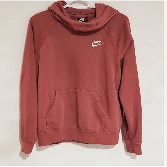 Nike Hoodie Medium Rust Terracotta Pullover Sweatshirt Fleece Kangaroo Pocket - Picture 1 of 6